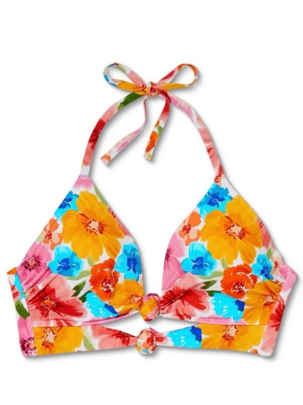 Shade & Shore Floral Bikini Top in White, Pink, Orange, Blue and Yellow